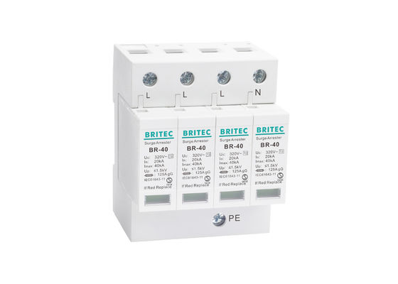 IEC61643 40KA 4 polos AC Protector contra sobretensiones eléctricas Protección contra rayos