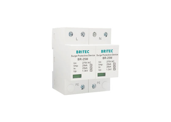 25kA 275V Din Rail Surge Arrester SPD Protector de sobretensiones de fase única con tecnología MOV