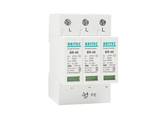 Dispositivo de protección contra sobretensiones tipo 2 SPD 20~40KA pararrayos con montaje en riel DIN de 35 mm