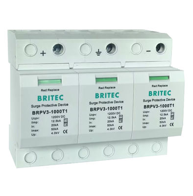 BRPV3-1000 T1 50ka DC 1000V 12.5ka Dispositivo de protección solar contra sobretensiones