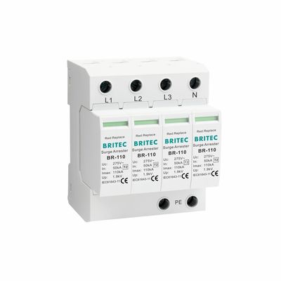 BR-110 4P OEM Tipo 2 Protector contra sobretensiones 275v Dispositivo de protección contra sobretensiones arrester de varistor SPD arrester de sobretensiones de 4 polos