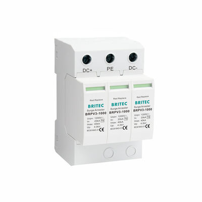 Dispositivo de protección contra sobretensiones CC BRPV3-1000 con voltaje máximo de CC de 1200 V, diseño modular enchufable, protección contra sobretensiones CC