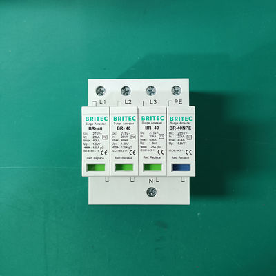 BR-40 3P+1 DIN Dispositivo de protección contra sobretensiones de montaje ferroviario 275V fabricante de protección contra sobretensiones de china