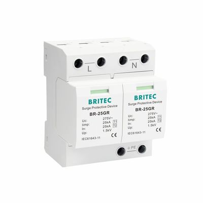 BRITEC BR-25GR 2P 275V Dispositivo de protección contra sobretensiones de tipo 1 Protector contra rayos