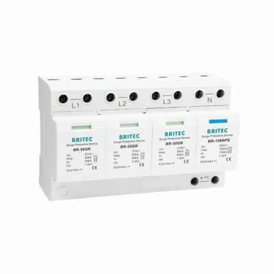 Dispositivo de protección contra sobretensiones conectable de tipo 1 SPD 50ka de la clase 1 de TUV BR-50GR 3P+N