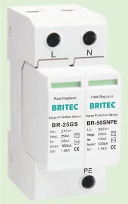 BR-25GS 1+1 Spd T1 25ka Protector contra sobretensiones Protector contra sobretensiones eléctricas Tipo de brecha de chispa Spd