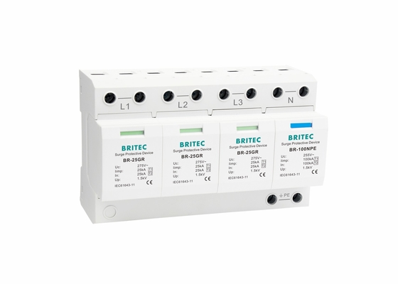 Protector contra sobretensiones termoplástico trifásico para protección contra rayos de 25KA