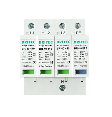 BR-40 3 + 1 440 Tipo 2 Protector contra sobretensiones Carril din Protección contra sobretensiones Carril din Pararrayos Pararrayos 40kA spd