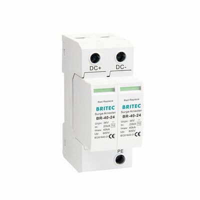 BR-40 24 Cámara DC SPD Dispositivo de protección contra sobretensiones Protección contra sobretensiones de puesta a tierra Dc Spd Tipo 2 vigilancia de seguridad Protector contra sobretensiones de potencia continua