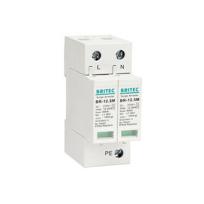 BRITEC BR-12.5M 2P 12.5kA Monofásico Spd pararrayos dispositivo de protección contra sobretensiones protector contra truenos