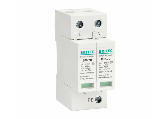 Dispositivo de Protección contra Sobretensiones Tipo 2 de 70kA Montaje en Carril DIN Protector contra Sobretensiones Conforme a IEC 61643-11