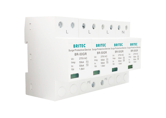 Dispositivo de protección contra sobretensiones tipo 1 SPD 50KA 4P 150V 275V 320V AC Detenedor de rayos