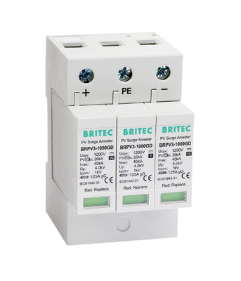 BRPV3-1000 1000V 3P PV solar SPD DC Protección contra sobretensiones Dispositivo de protección contra sobretensiones supresor de arresto Protección contra rayos PV dc