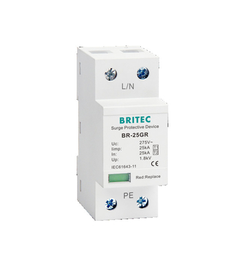 25kA Clase I Tipo 1 Protector del dispositivo de protección contra sobretensiones Uc 150V 275V 320V T1