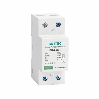 25kA Clase I Tipo 1 Protector del dispositivo de protección contra sobretensiones Uc 150V 275V 320V T1