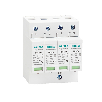 Protector de sobretensiones de los movimientos del pararrayos del dispositivo protector de la oleada de BR-7M 3P 7ka T1+T2 SPD