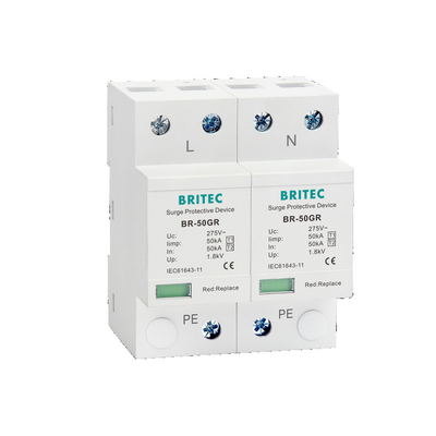 BRITEC BR-50GR 275 4P T1 China dispositivo de protección contra sobretensiones de tipo 1 275 Ac 3 Fase Spd Protector contra rayos