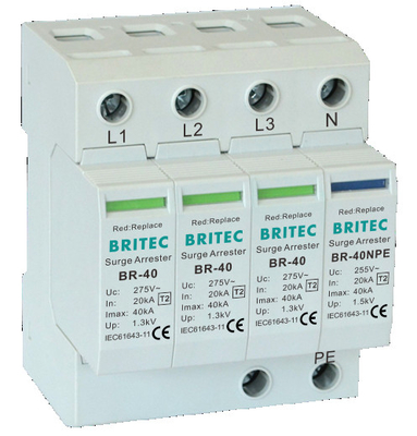 BR-40 2P 150V-440V Dispositivo de protección contra sobretensiones 20kA-200kA Spd Detenedor de sobretensiones eléctricas