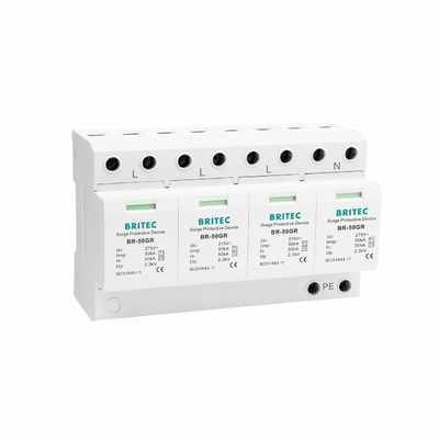 BR-50GR 4P Protección de la iluminación por corriente acústica China dispositivo de protección contra sobretensiones tipo 1 Spd Filtro de sobretensiones spd t1 t2