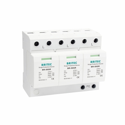 BR-50GR 4P Protección de la iluminación por corriente acústica China dispositivo de protección contra sobretensiones tipo 1 Spd Filtro de sobretensiones spd t1 t2