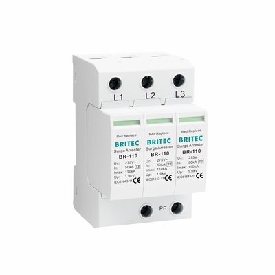 BR-110 4P OEM Tipo 2 Protector contra sobretensiones 275v Dispositivo de protección contra sobretensiones arrester de varistor SPD arrester de sobretensiones de 4 polos