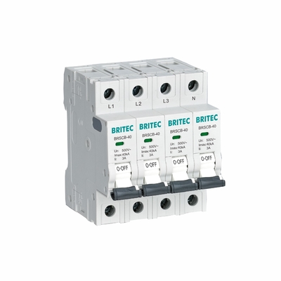 BRSCB-40 Clase II 40KA Protector de respaldo dedicado Dispositivo de protección contra sobretensiones MCB especialmente diseñado para el arrestor de sobretensiones.
