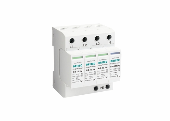 12.5kA Clase B + C Normas IEC de tres fases Protección contra rayos Protector contra sobretensiones