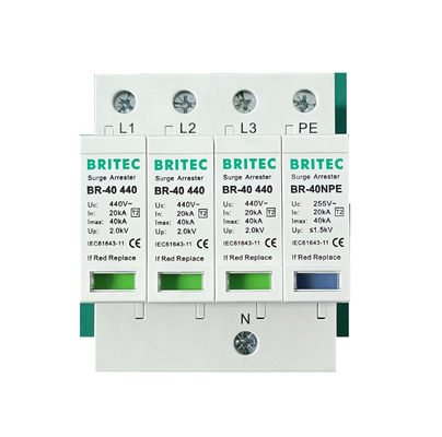 BR-40 440 3+1P Tipo 2 Dispositivo de protección contra sobretensiones Protector de energía Protector contra rayos Protector contra truenos