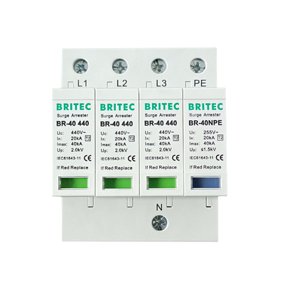 BR-40 440 3+1P Tipo 2 Dispositivo de protección contra sobretensiones Protector de energía Protector contra rayos Protector contra truenos