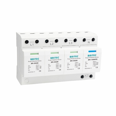 BR-50GR 3P+1 Dispositivo de protección contra sobretensiones Clase 1 Protector contra rayos SPD 50ka
