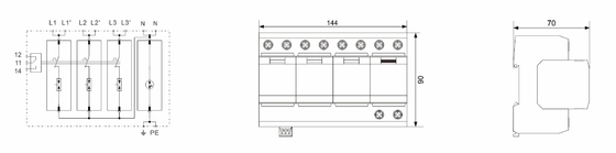 BR-50GR 3P+1 Dispositivo de protección contra sobretensiones Clase 1 Protector contra rayos SPD 50ka