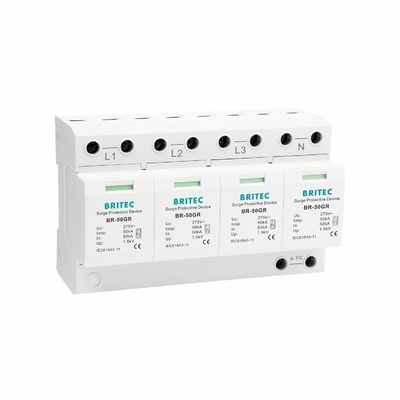 BR-50GR 3P+1 Dispositivo de protección contra sobretensiones Clase 1 Protector contra rayos SPD 50ka