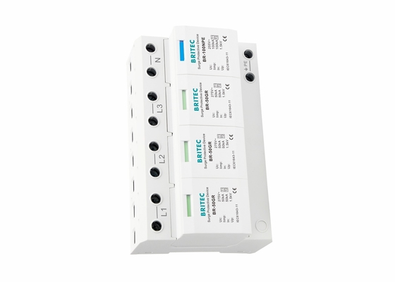 50kA Protector contra sobretensiones de bajo voltaje UL94-V0 3P+NPE