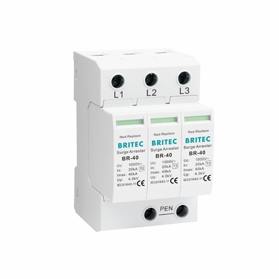 BR-40 690 3P Tipo 2 690V 800V 1000V protector de sobretensiones de corriente alterna de alta tensión arrester modular de sobretensiones de 3 fases dispositivo de protección contra sobretensiones