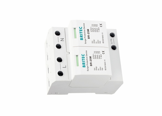 pararrayos de la oleada de la clase I del tipo 1 la monofásico 2P de 25kA 275V con el contacto seco BR-25M 2P