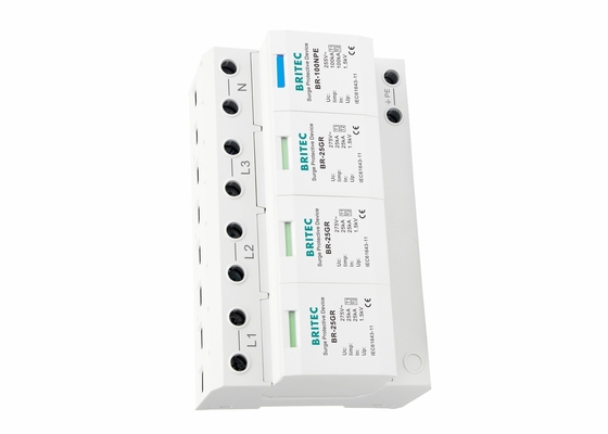 Protector contra sobretensiones termoplástico trifásico para protección contra rayos de 25KA