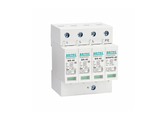 40kA 275V/255V Dispositivo de protección contra sobretensiones SPD de tipo 2 para el ferrocarril industrial DIN de 3 fases