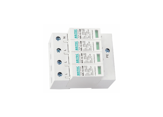 12.5kA Tipo 1 + 2 320V 4P Protector contra sobretensiones para el hogar Protección contra rayos
