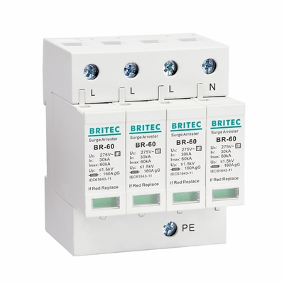 BR385-60 3P SPD de clase II 60kA Tipo 2 Dispositivo de protección contra sobretensiones