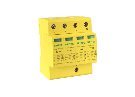 4P 40KA Protección contra rayos AC de 3 fases Protector contra sobretensiones de arresto Clase C IP20