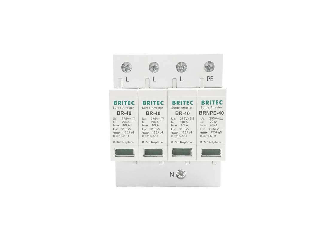 40kA 275V/255V Dispositivo de protección contra sobretensiones SPD de tipo 2 para el ferrocarril industrial DIN de 3 fases