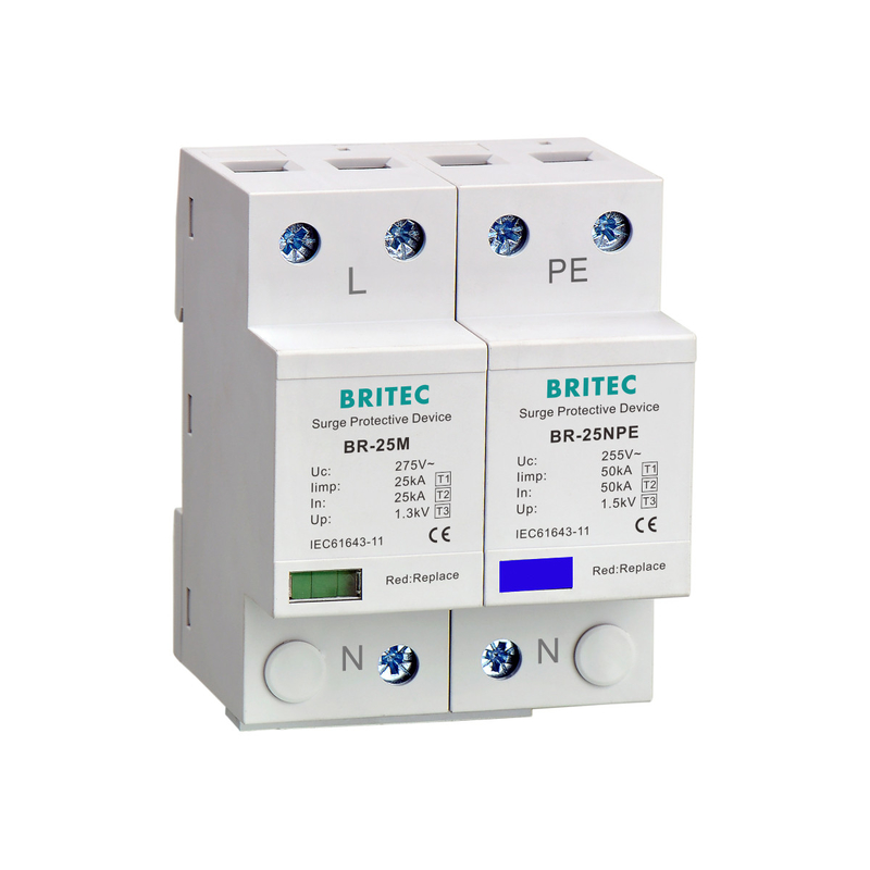 25kA Potencia Tipo 1 Protector contra sobretensiones BR-25M 1+1 Bajo voltaje 275V / 255V