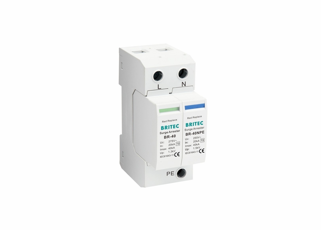 TVSS 150V/275V/320V/385V/440V 40KA Din Protección contra el relámpago de energía ferroviaria