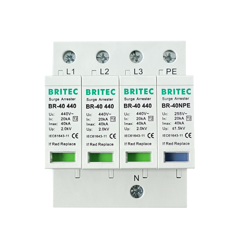 BR-40 440 3+1P Tipo 2 Dispositivo de protección contra sobretensiones Protector de energía Protector contra rayos Protector contra truenos
