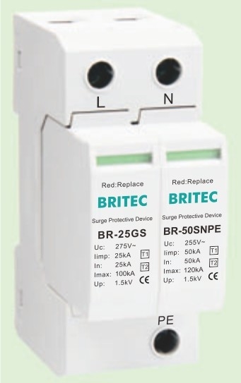 BR-25GS 1+1 spd t1 25ka Protector contra sobretensiones Protector contra sobretensiones eléctricas Tipo de brecha de chispa spd