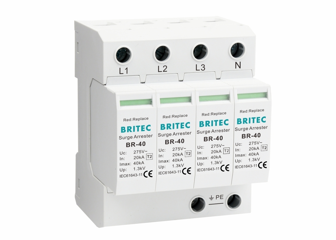 EN 61643-11 Dispositivo de protección contra sobretensiones de tipo 2 de la norma 8/20μs 35 mm Din Rail