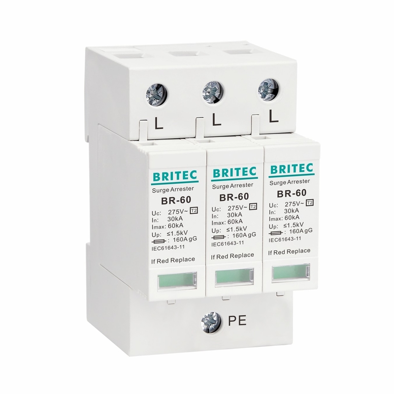 BR385-60 3P SPD de clase II 60kA Tipo 2 Dispositivo de protección contra sobretensiones