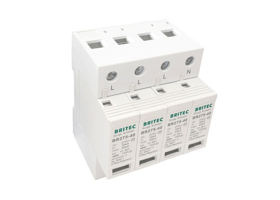 Dispositivo de protección contra sobretensiones de energía AC 275V SPD con corriente de descarga máxima de 40KA e indicador visual mecánico de 4 polos