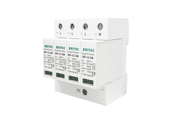 Protector de sobretensiones del tipo 1 +2 contra la amortiguador de onda de poste de la corriente ALTERNA 4 del relámpago