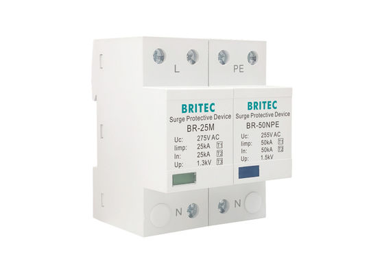 25kA Potencia Tipo 1 Protector contra sobretensiones BR-25M 1+1 Bajo voltaje 275V / 255V